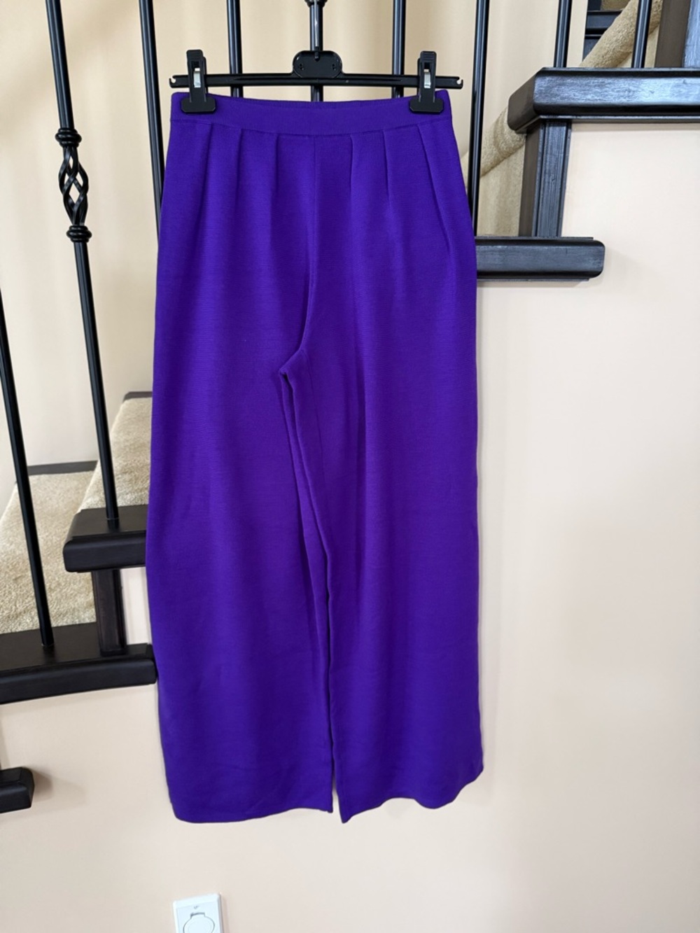 Sezane Purple Wide Leg Knit Pants